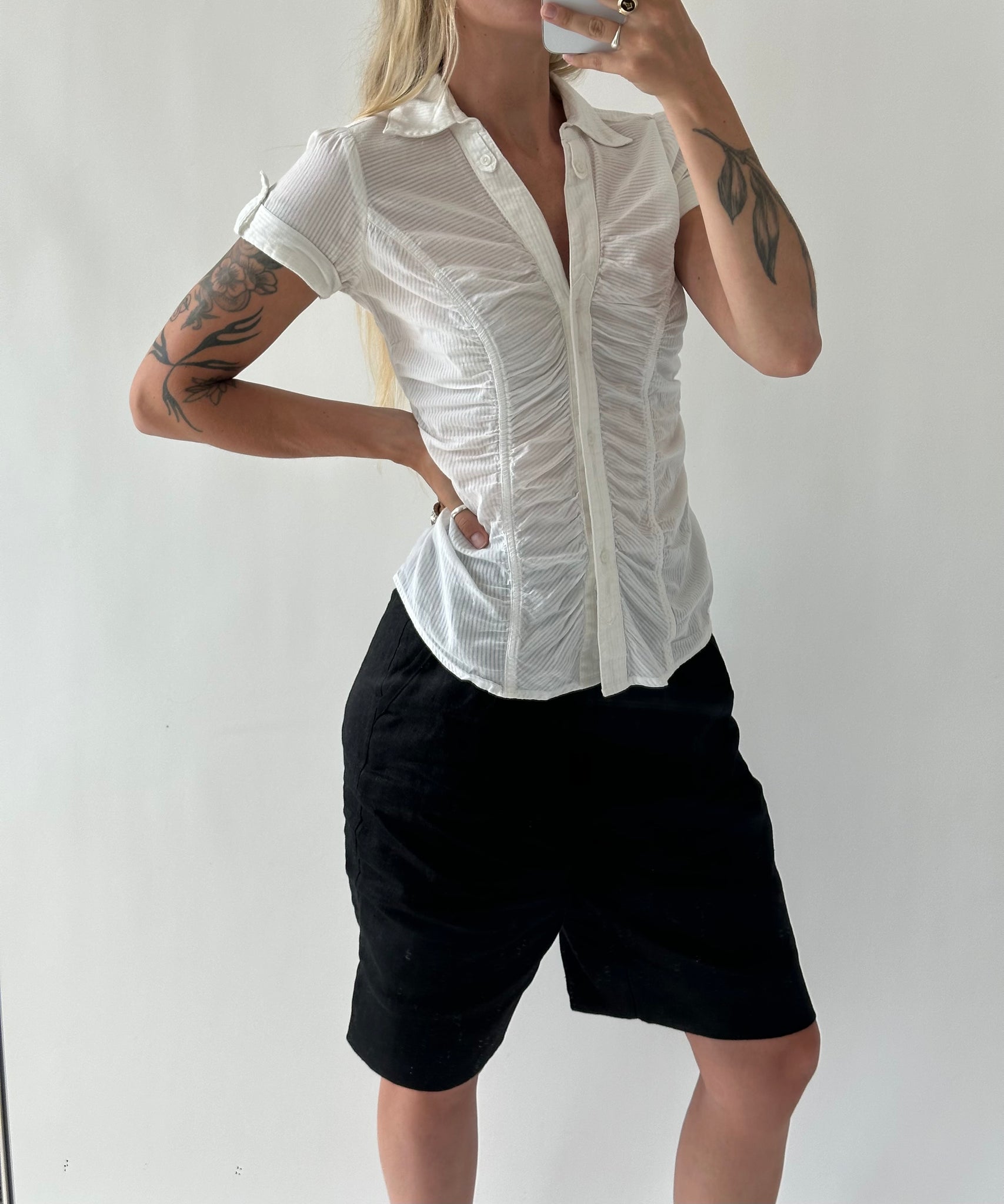 White Ruched Blouse