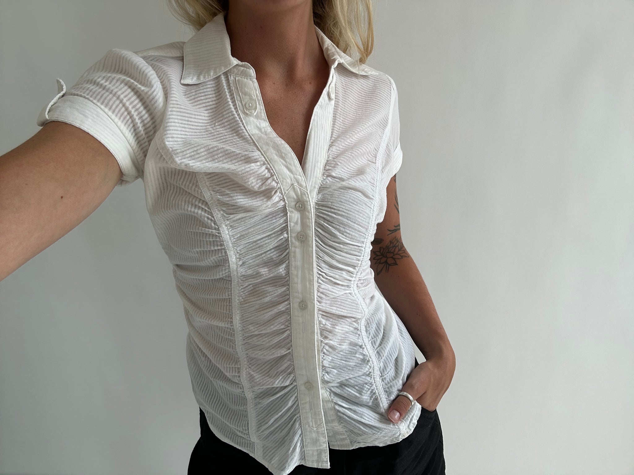 White Ruched Blouse