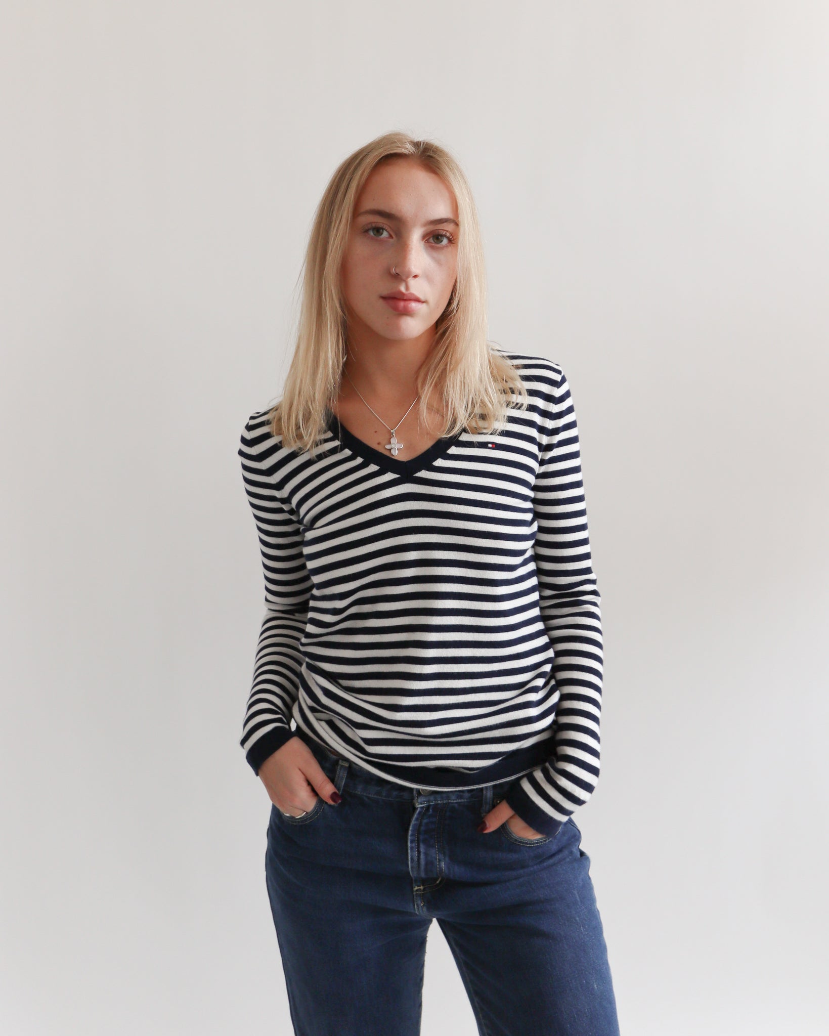 Navy Striped Sweater