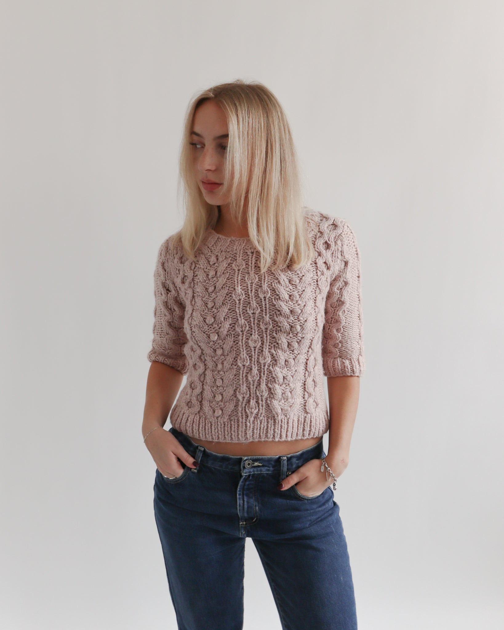 Pink Cableknit Sweater