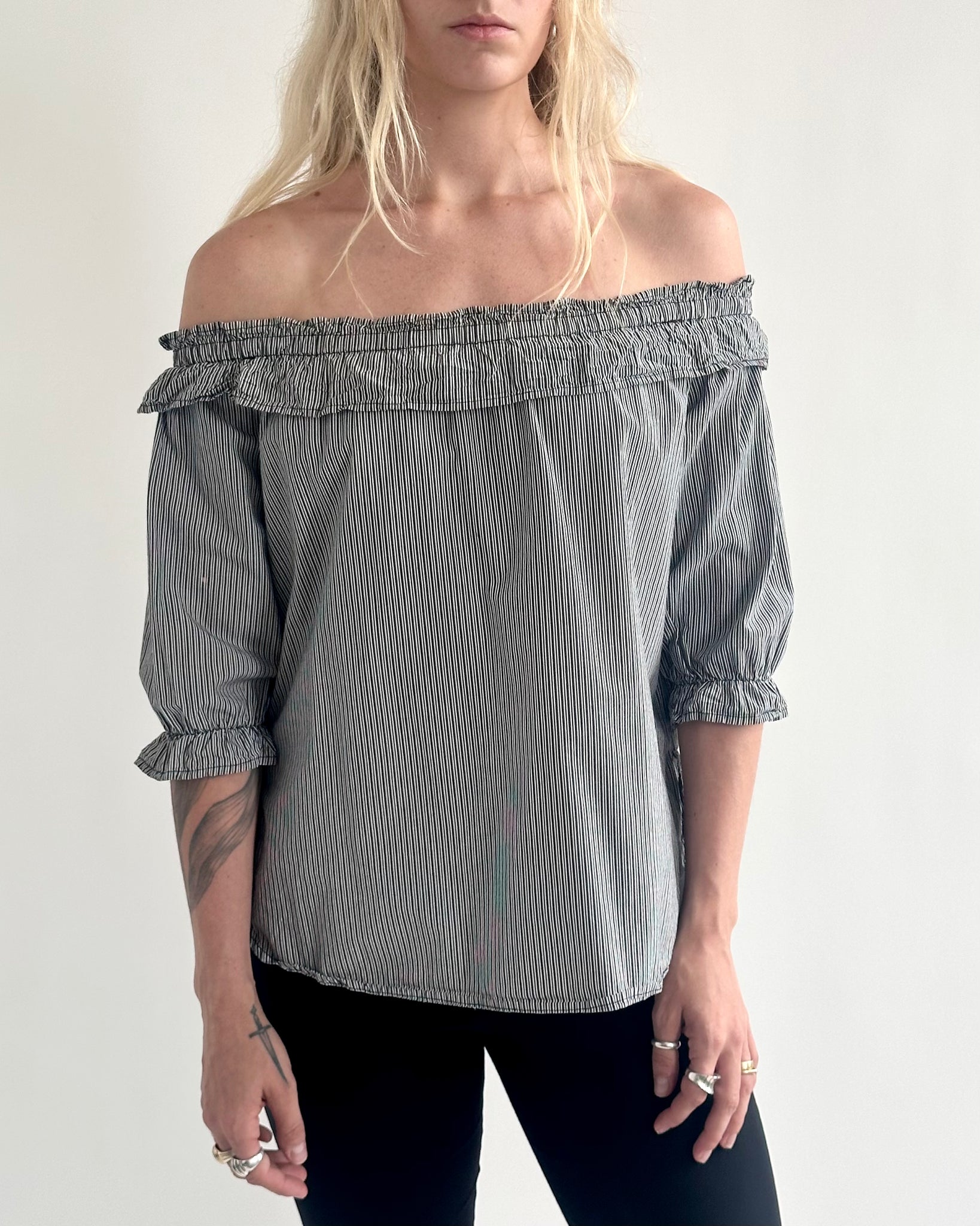 Striped Off-The-Shoulder Blouse