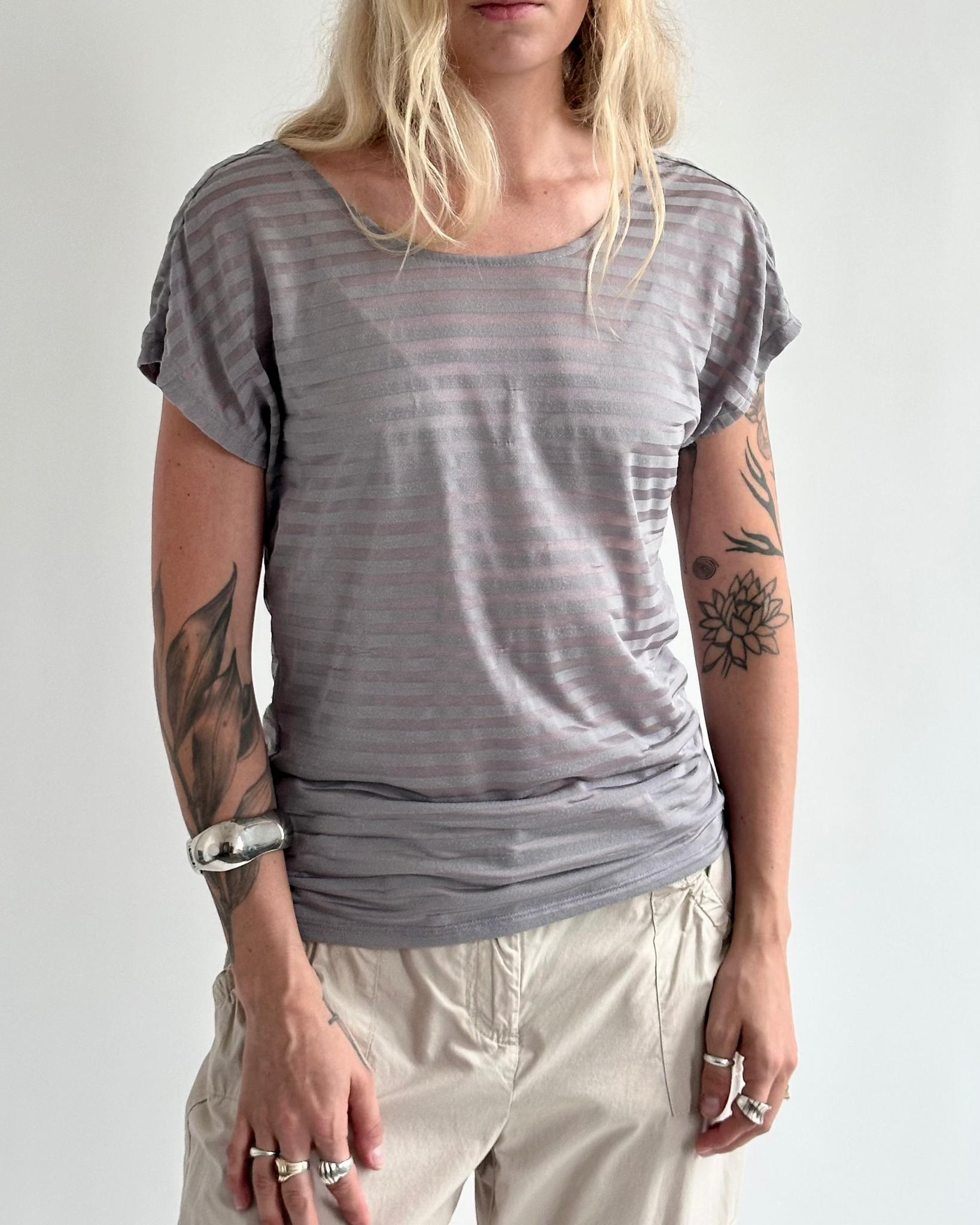 The Limited Grey Sheer Blouse