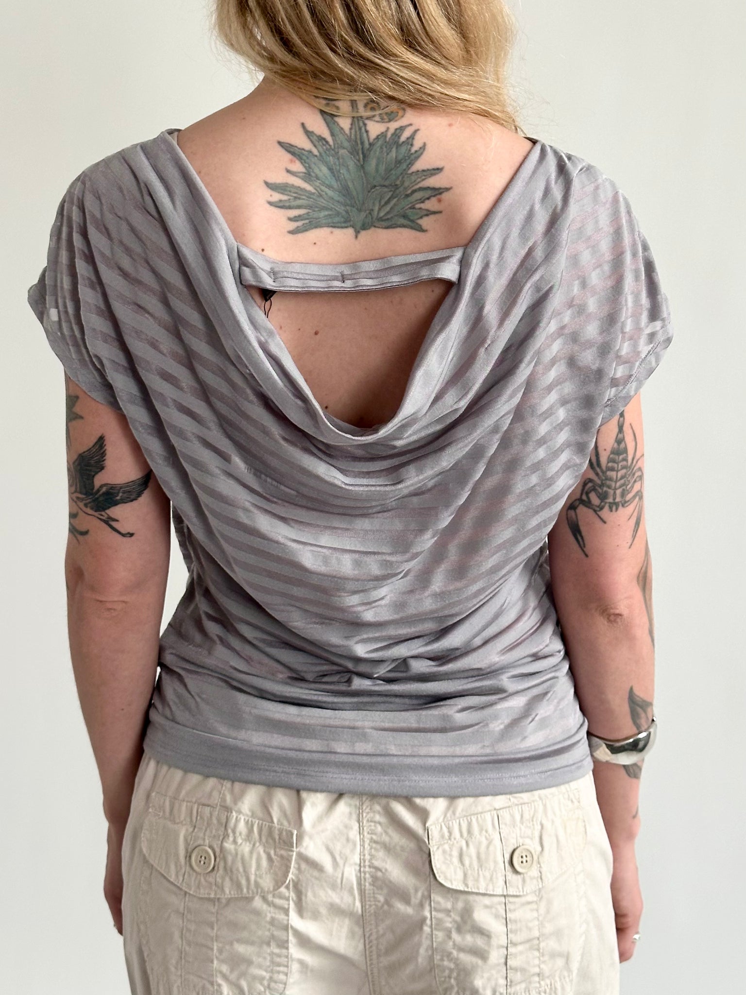 The Limited Grey Sheer Blouse