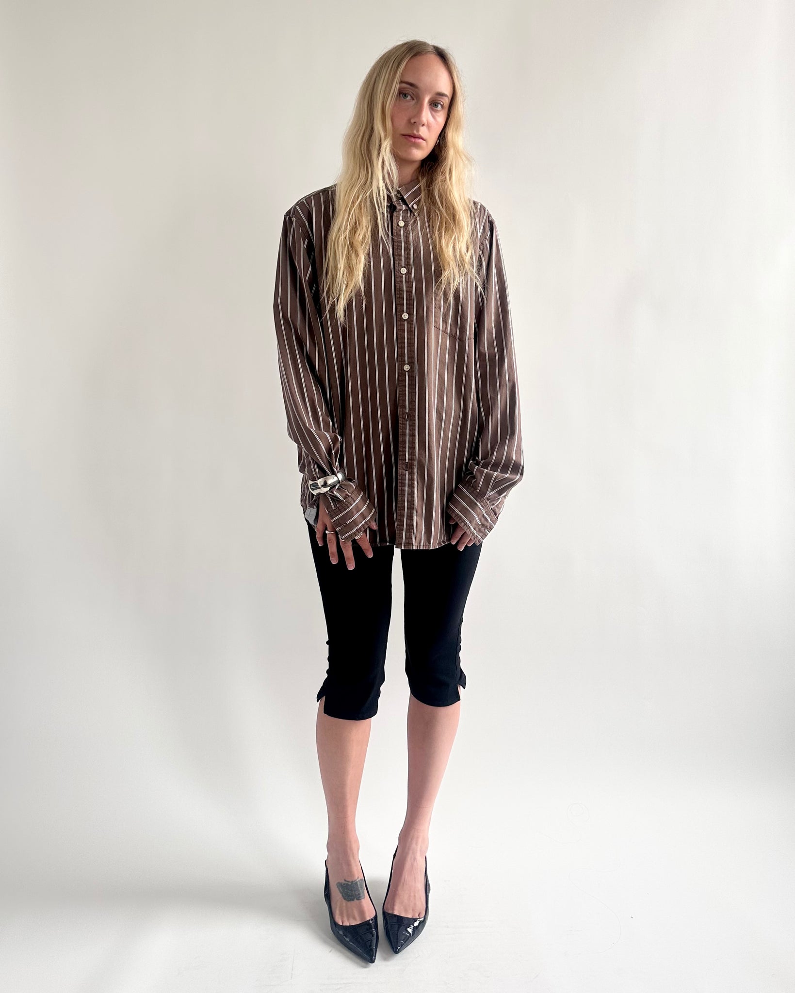 Brown Striped Haggar Shirt