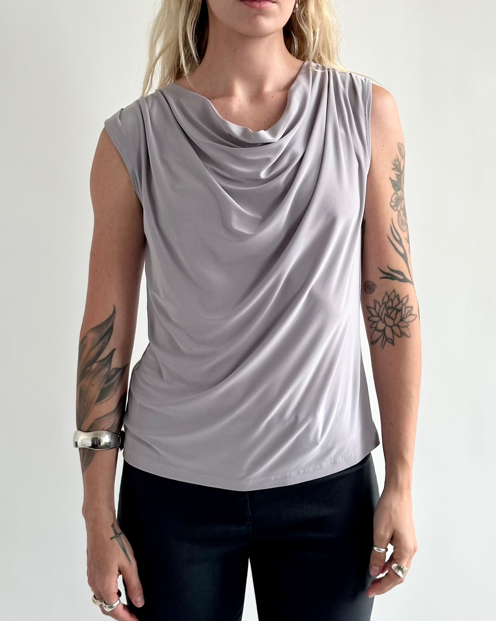 Slate Grey Cowl Neck Blouse