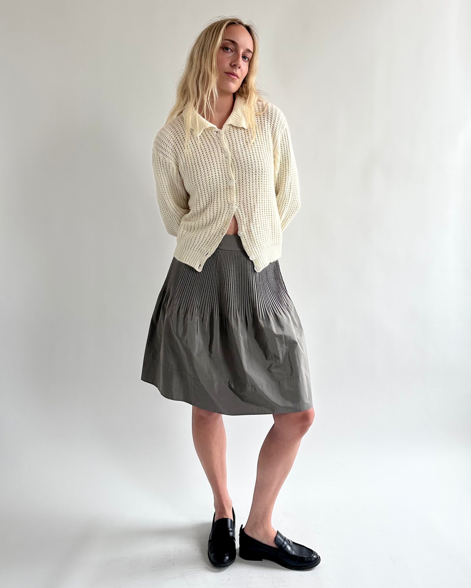 White Open Knit Cardigan