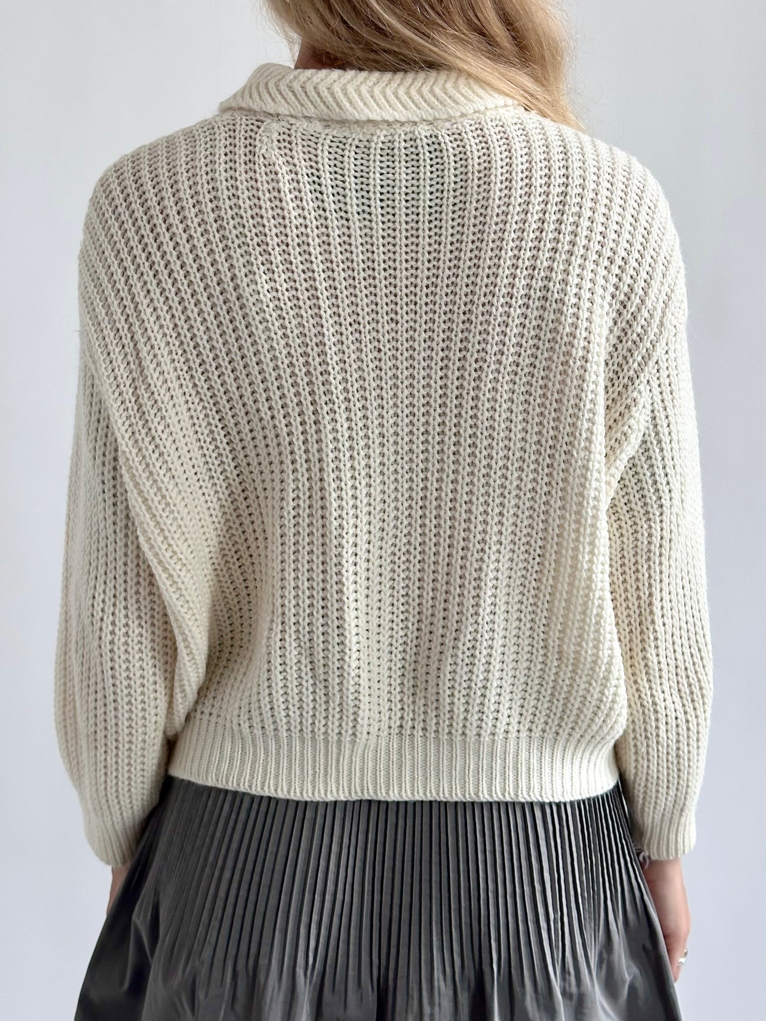 White Open Knit Cardigan