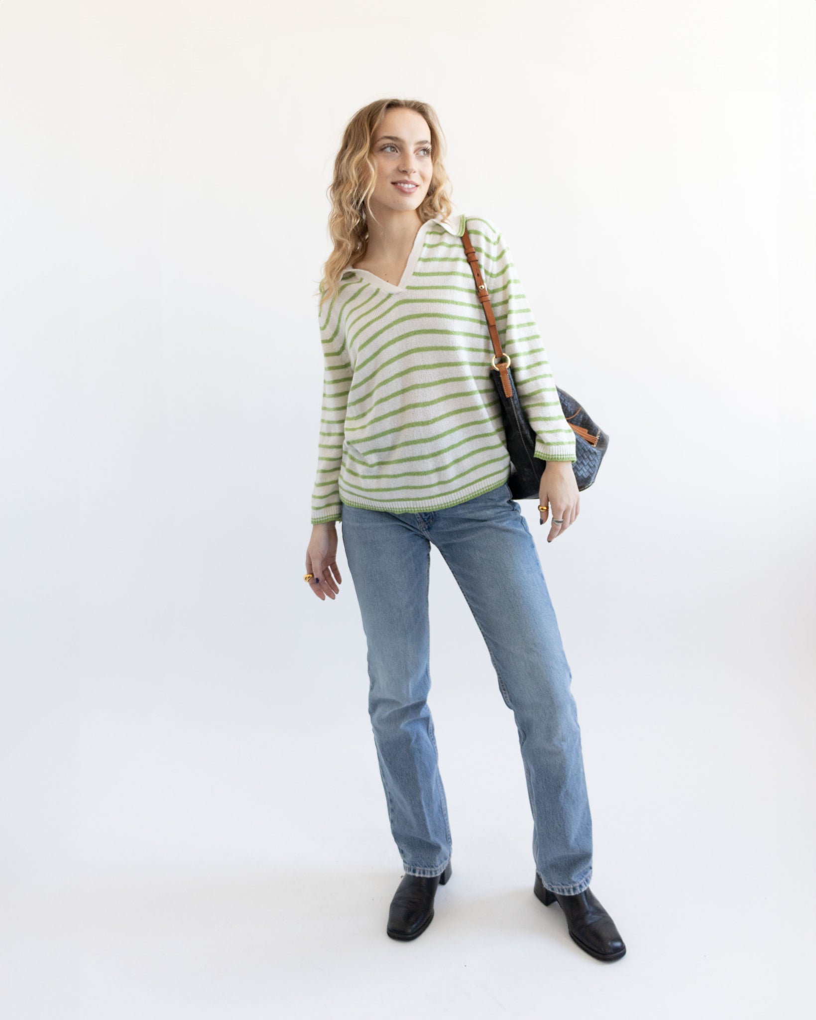 Green Striped Pullover