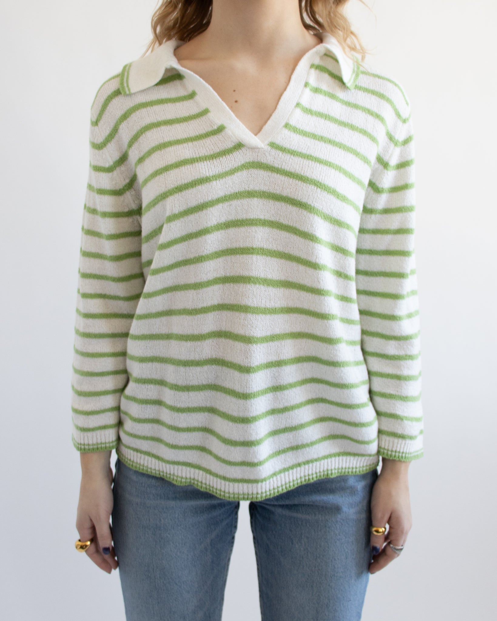 Green Striped Pullover