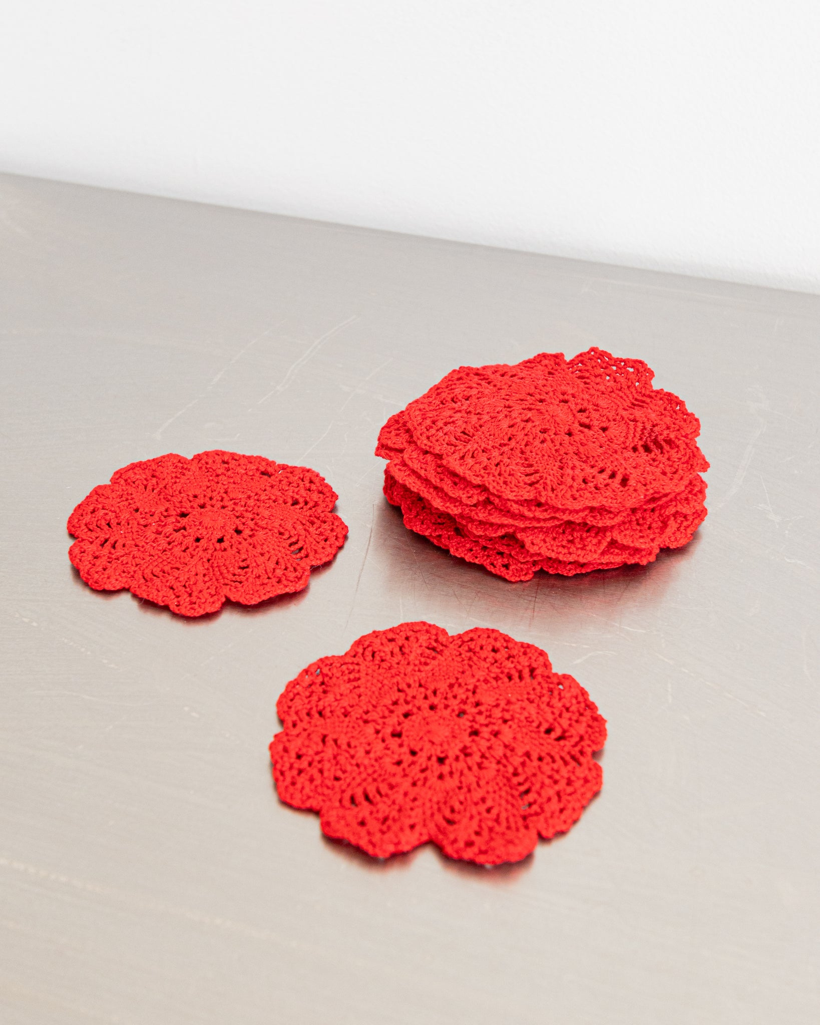 Red Crochet Coasters