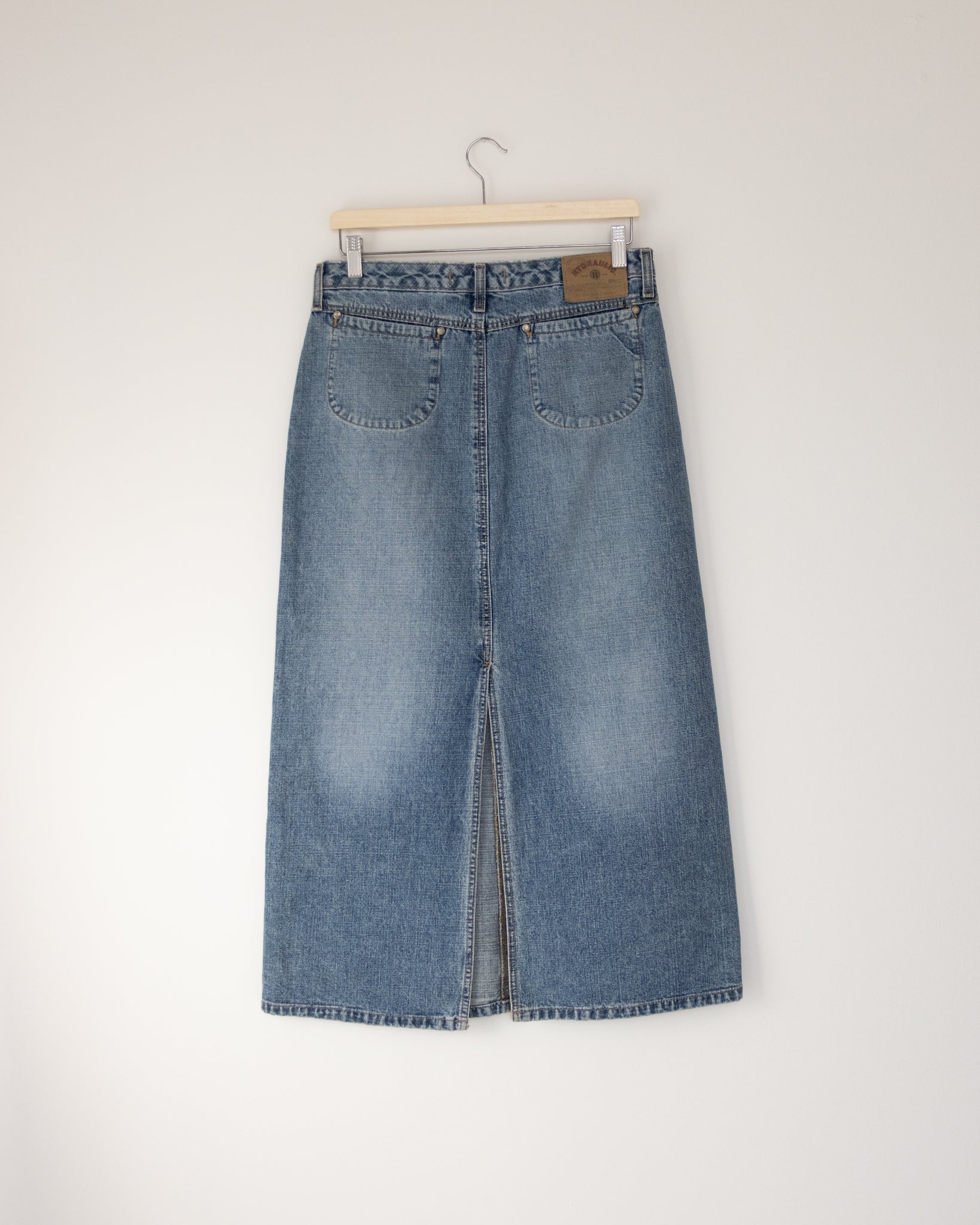 Denim Maxi Skirt with Slit