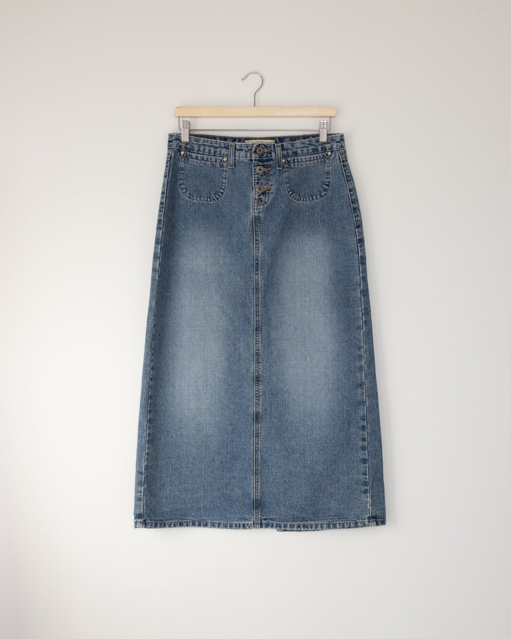Denim Maxi Skirt with Slit